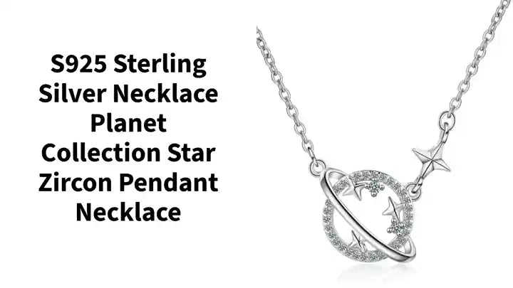 S925 Sterling Silver Necklace Planet Collection Star Zircon Pendant Necklace by@Outfy