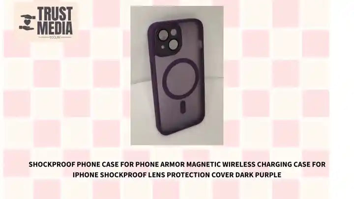 shockproof phone case For Phone Armor Magnetic Wireless Charging Case For iPhone Shockproof Lens Protection Cover Dark Purple by@Outfy