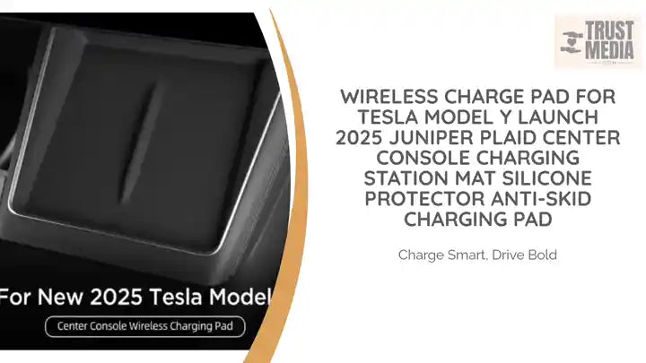 Wireless Charge Pad For Tesla Model Y LAUNCH 2025 Juniper Plaid Center Console Charging Station Mat Silicone Protector Anti-skid charging pad by@Outfy