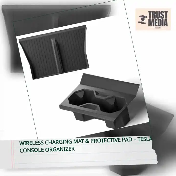 Wireless Charging Mat &amp; Protective Pad &ndash; Tesla Console Organizer by@Outfy