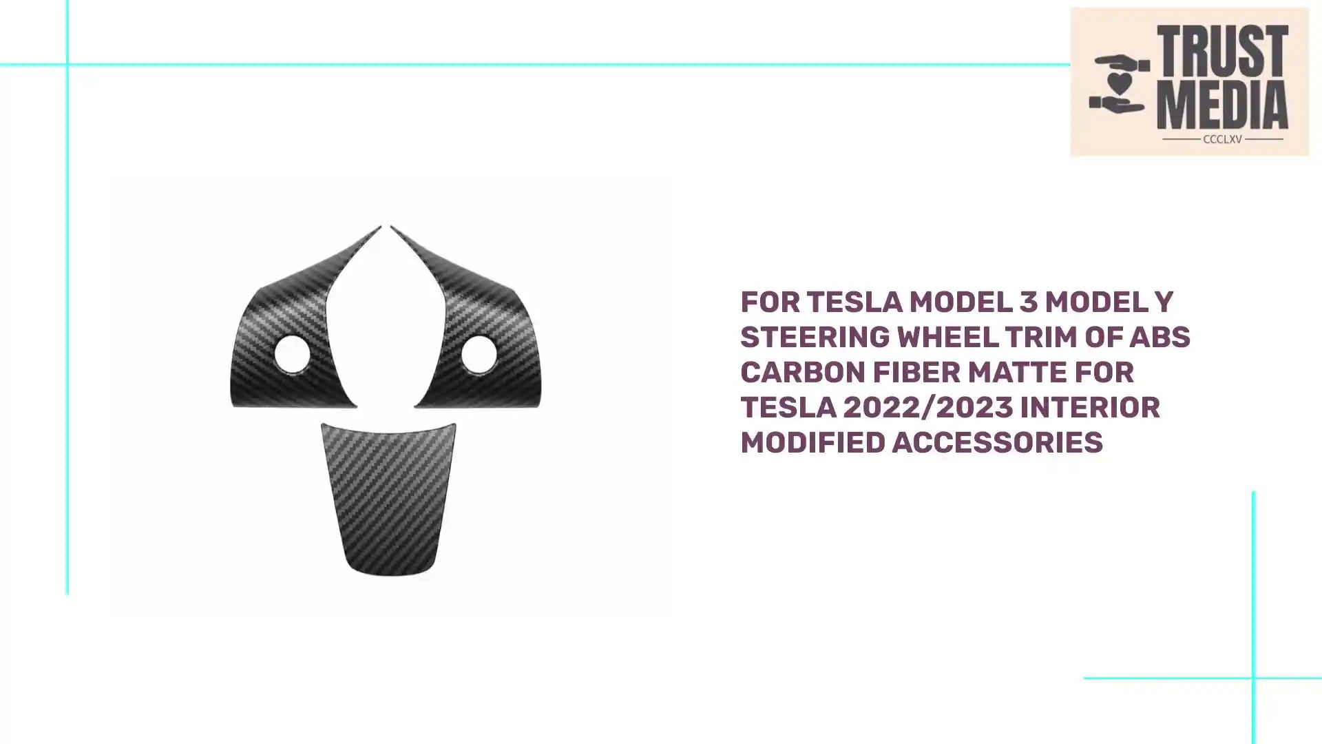 For Tesla Model 3 Model Y Steering Wheel Trim Of ABS Carbon Fiber Matte For Tesla 2022/2023 Interior Modified Accessories by@Outfy