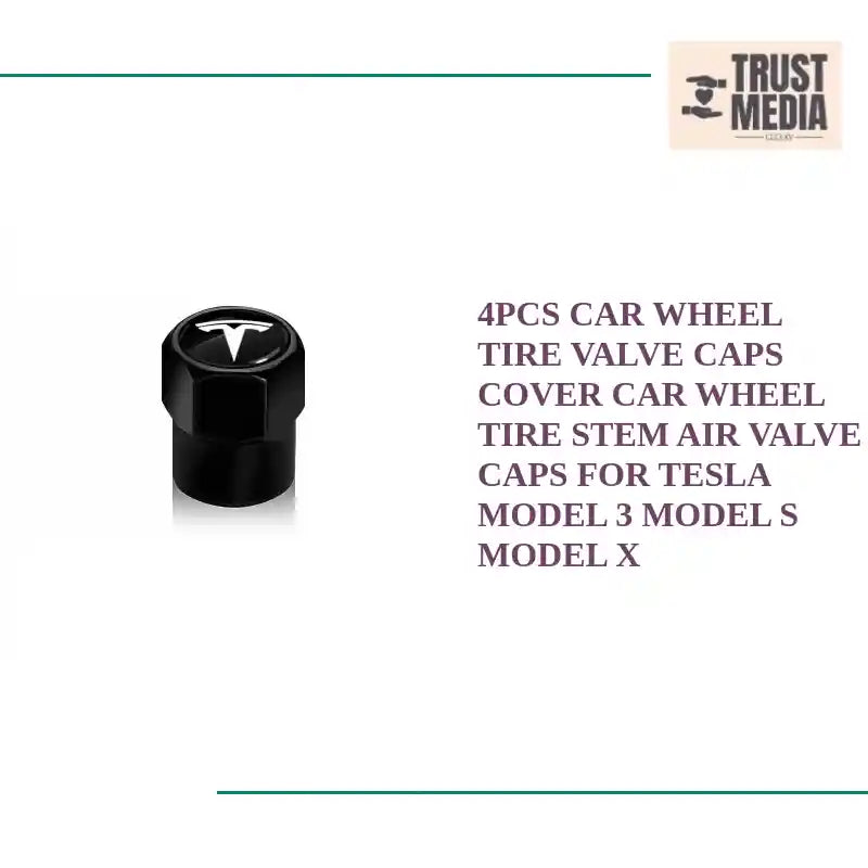 4Pcs Car Wheel Tire Valve Caps Cover Car Wheel Tire Stem Air Valve Caps for Tesla Model 3 Model S Model X by@Outfy
