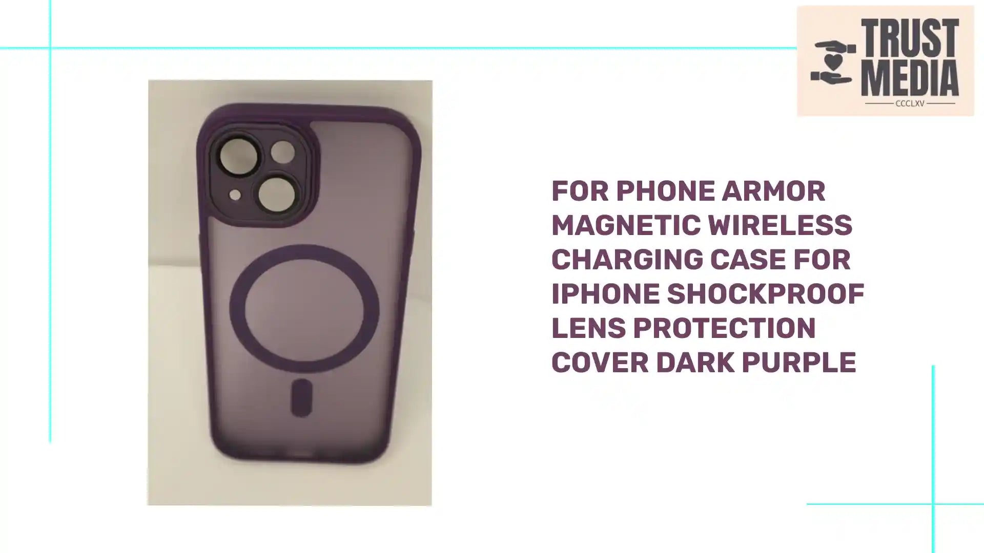 For Phone Armor Magnetic Wireless Charging Case For iPhone Shockproof Lens Protection Cover Dark Purple by@Outfy