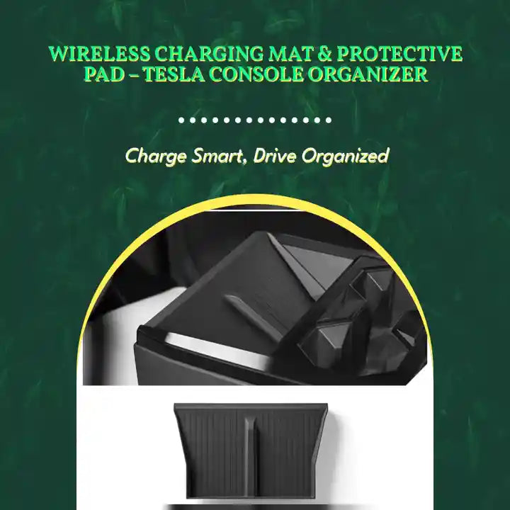 Wireless Charging Mat &amp; Protective Pad &ndash; Tesla Console Organizer by@Outfy