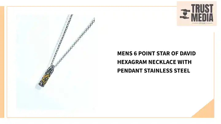 Mens 6 Point Star of David Hexagram Necklace With Pendant Stainless Steel by@Outfy