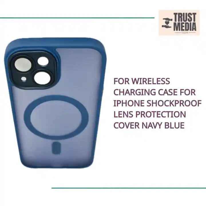 For Wireless Charging Case For iPhone Shockproof Lens Protection Cover Navy Blue by@Outfy