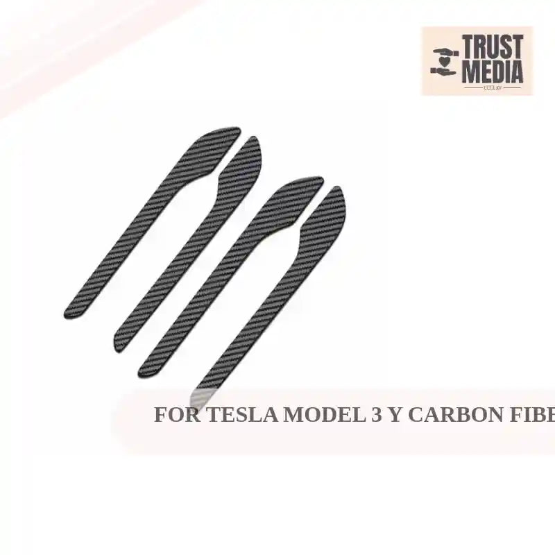 For Tesla Model 3 Y Carbon Fiber ABS Styling Premium Durable Accessories model3 2024 Car Door Handle Cover Protector Sticker by@Outfy