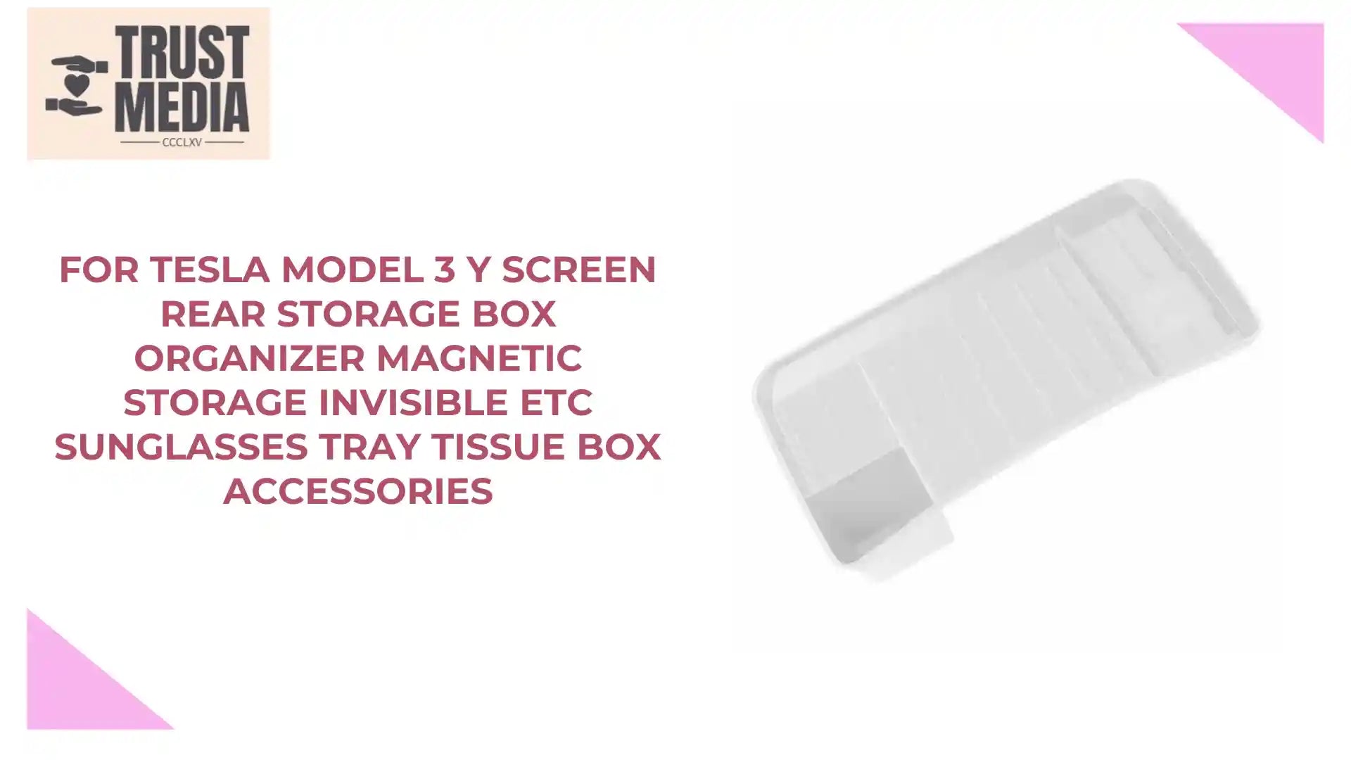 For Tesla Model 3 Y Screen Rear Storage Box Organizer Magnetic Storage Invisible ETC Sunglasses Tray Tissue Box Accessories by@Outfy