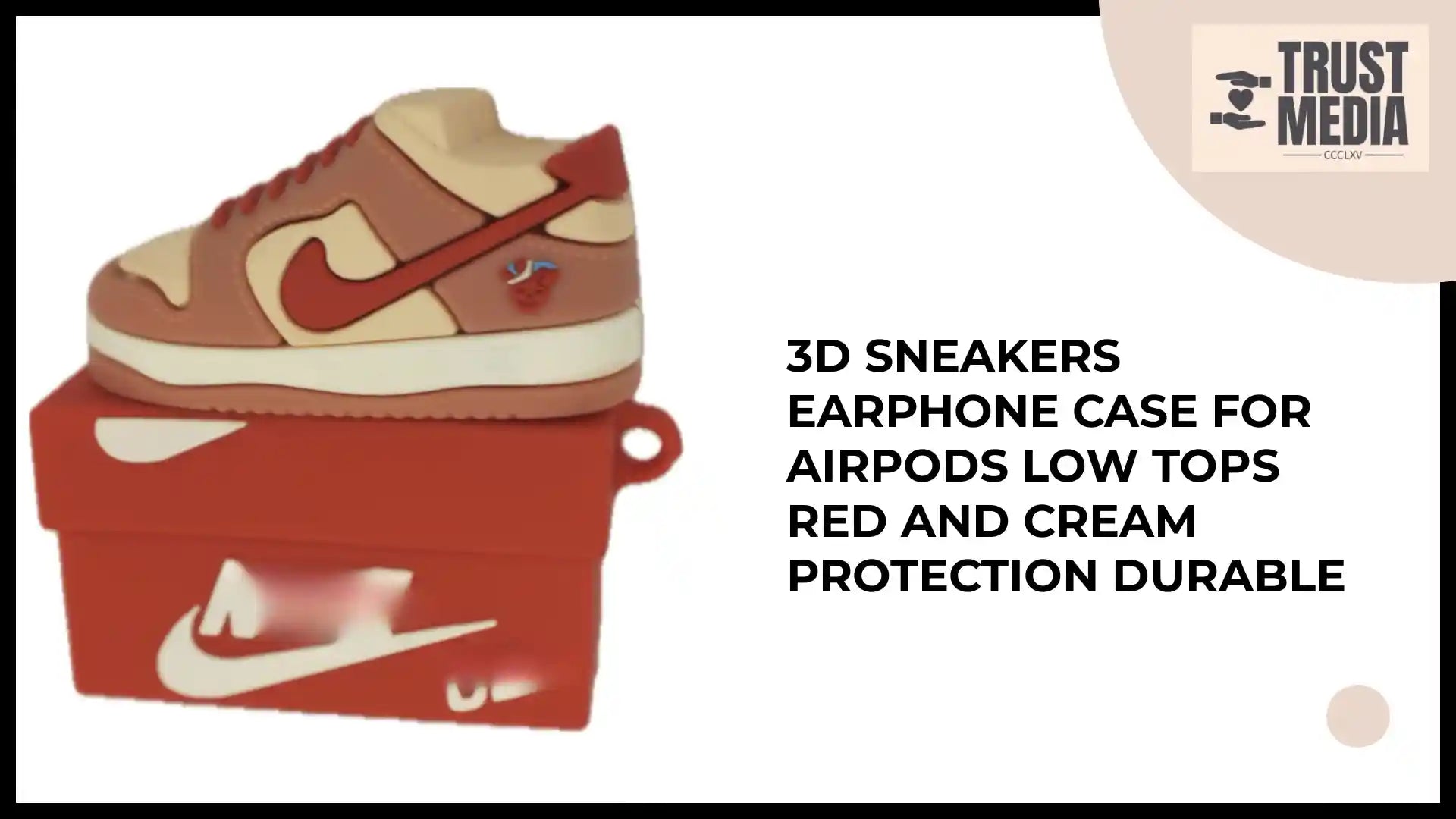3D Sneakers Earphone Case For Airpods Low Tops red and cream protection durable by@Outfy