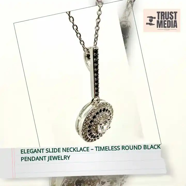 Elegant Slide Necklace &ndash; Timeless Round Black Pendant Jewelry by@Outfy