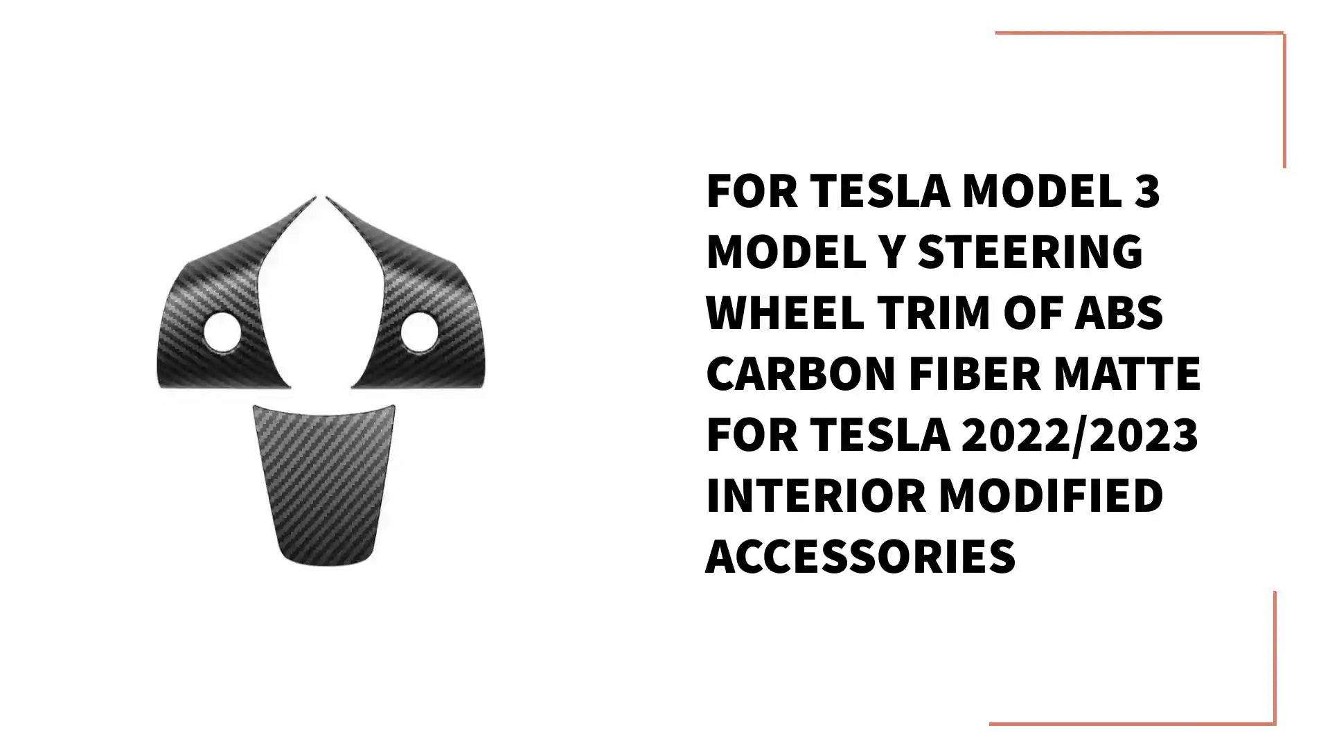 For Tesla Model 3 Model Y Steering Wheel Trim Of ABS Carbon Fiber Matte For Tesla 2022/2023 Interior Modified Accessories by@Outfy