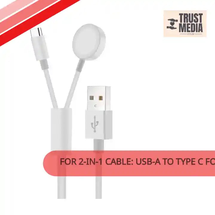For 2-in-1 Cable: USB-A to Type C for iWatch charger and phone by@Outfy