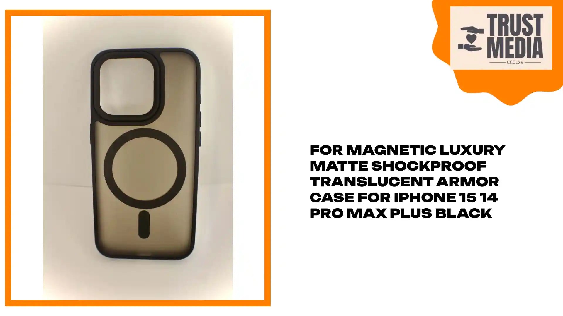 For Magnetic Luxury Matte Shockproof Translucent Armor Case For iPhone 15 14 Pro Max Plus Black by@Outfy
