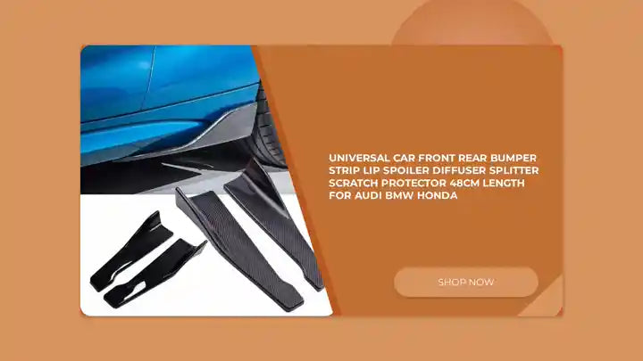 Universal Car Front Rear Bumper Strip Lip Spoiler Diffuser Splitter Scratch Protector 48CM Length For Audi BMW HONDA by@Outfy