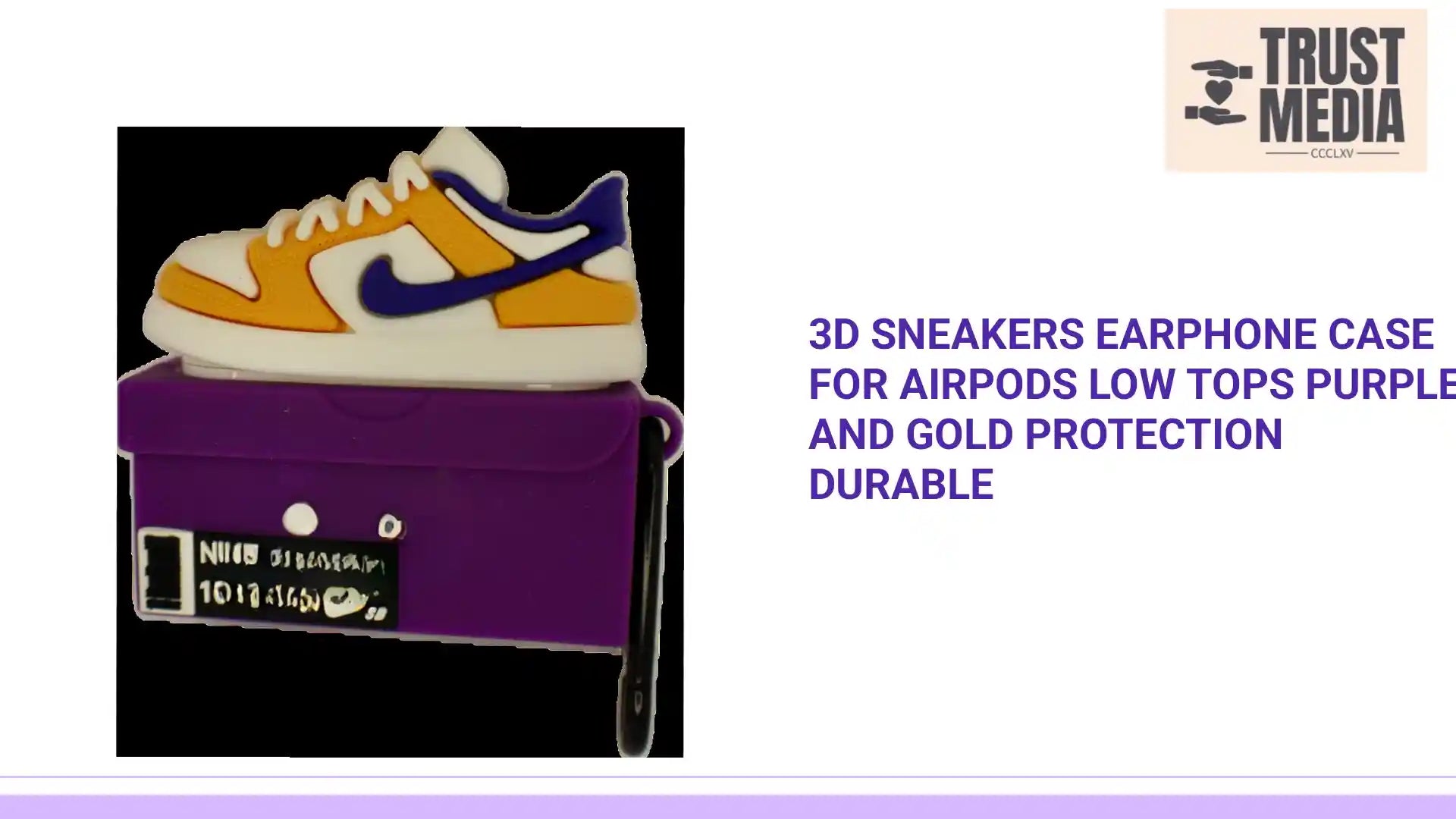 3D Sneakers Earphone Case For Airpods Low Tops purple and gold protection durable by@Outfy