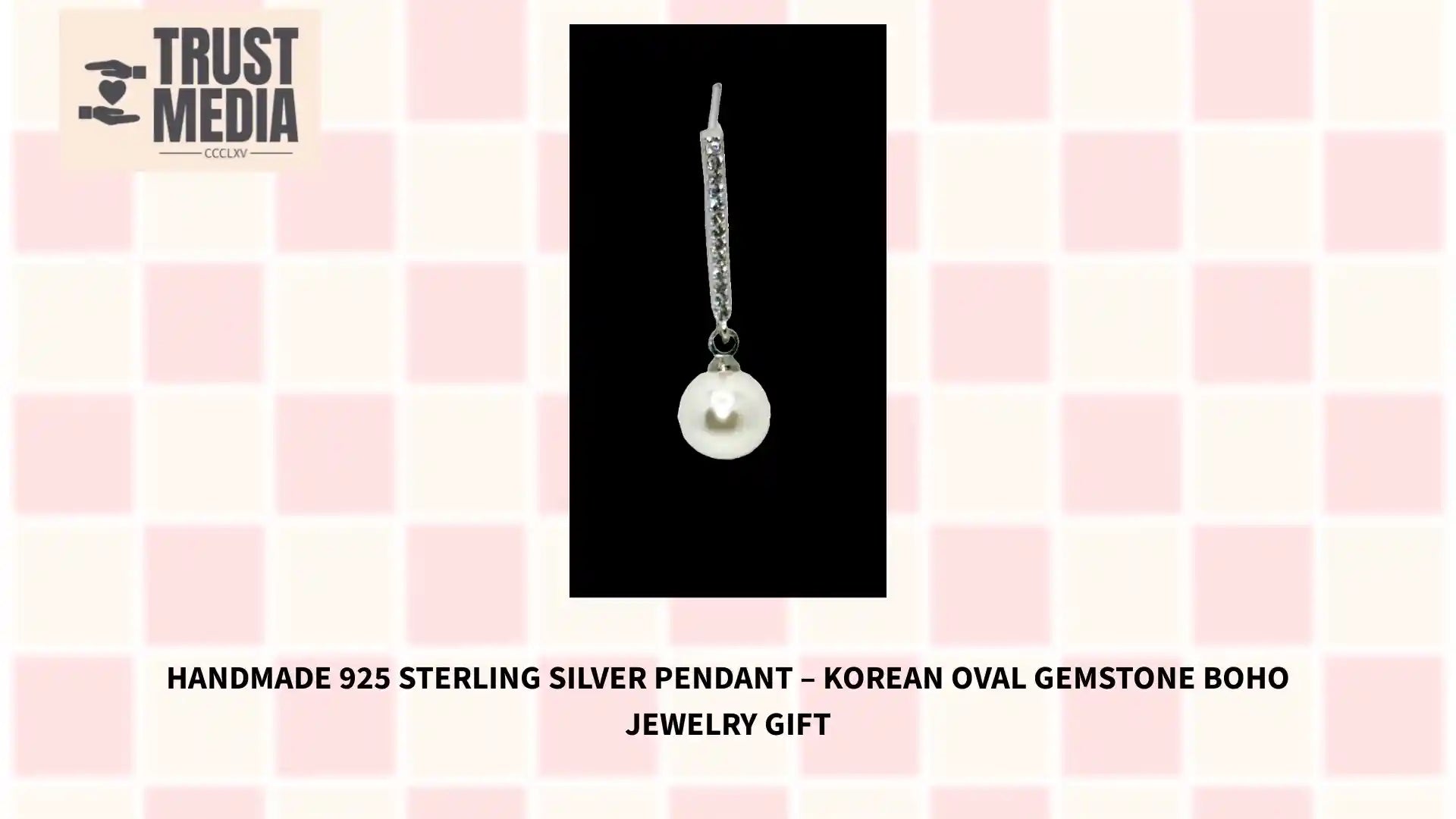 Handmade 925 Sterling Silver Pendant &ndash; Korean Oval Gemstone Boho Jewelry Gift by@Outfy