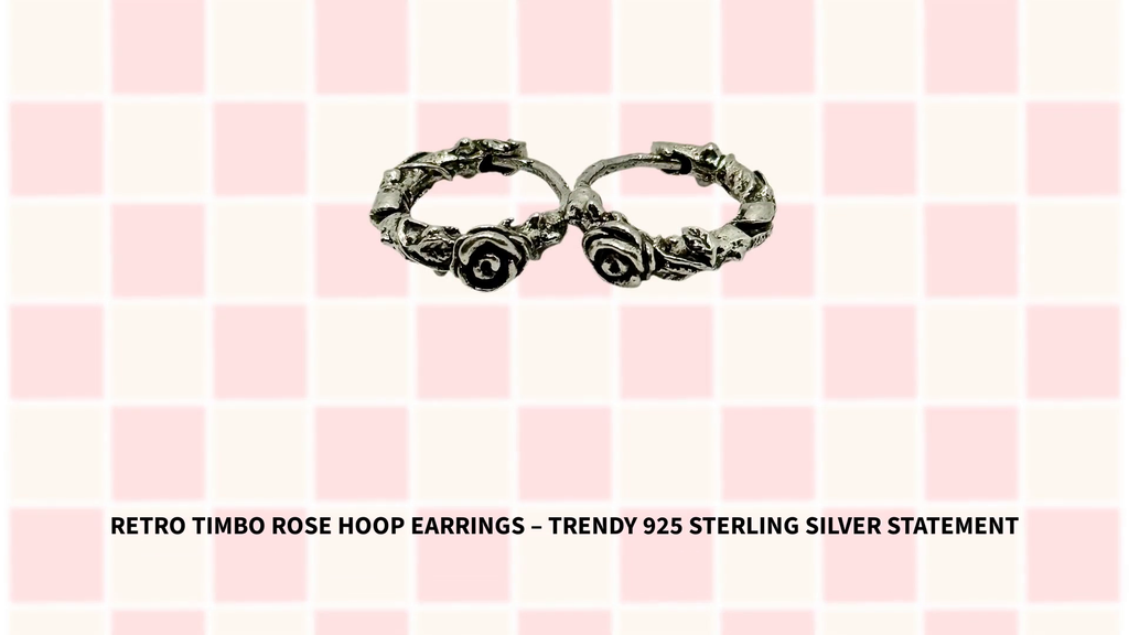 Retro Timbo Rose Hoop Earrings &ndash; Trendy 925 Sterling Silver Statement by@Outfy