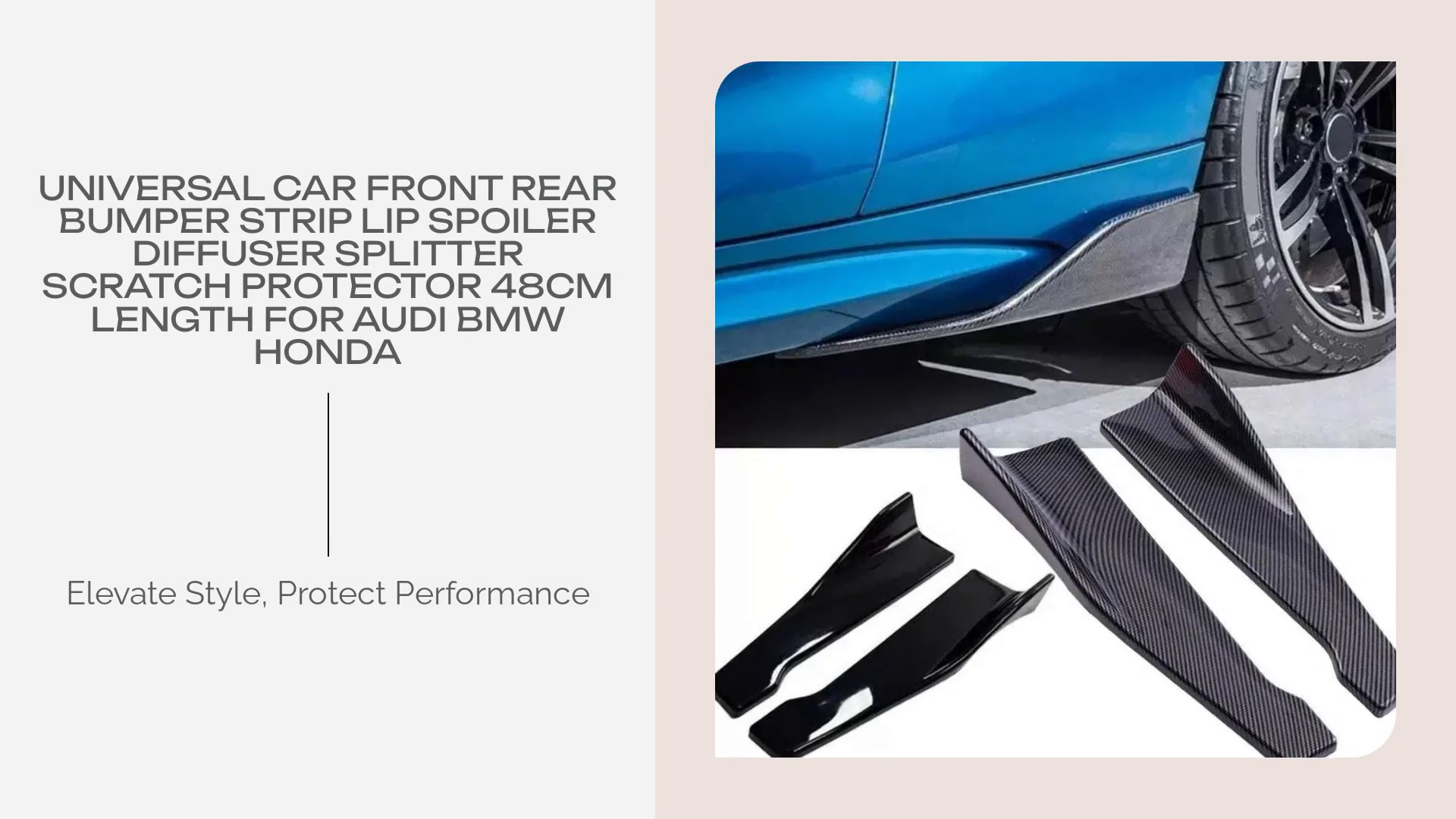 Universal Car Front Rear Bumper Strip Lip Spoiler Diffuser Splitter Scratch Protector 48CM Length For Audi BMW HONDA by@Outfy