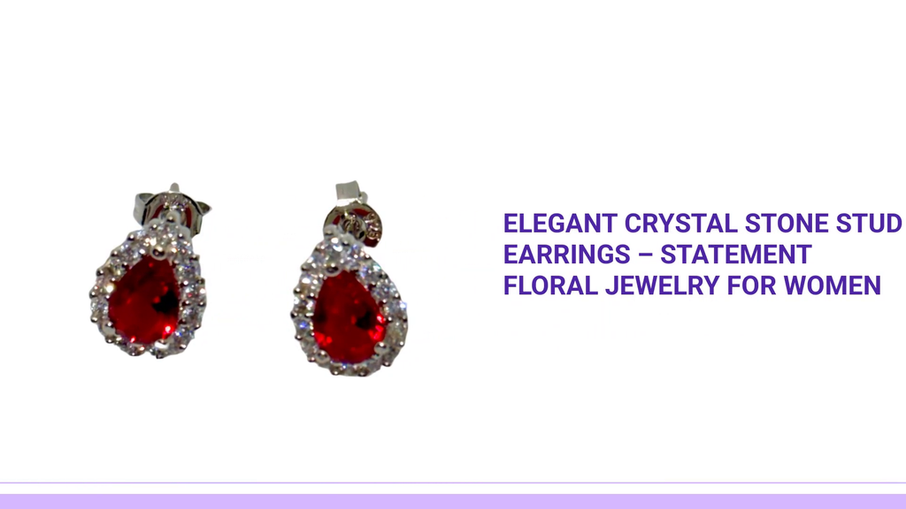 Elegant Crystal Stone Stud Earrings &ndash; Statement Floral Jewelry for Women by@Outfy