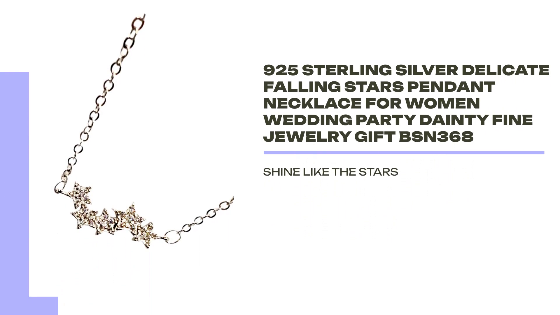 925 Sterling Silver Delicate Falling Stars Pendant Necklace for Women Wedding Party Dainty Fine Jewelry Gift BSN368 by@Outfy
