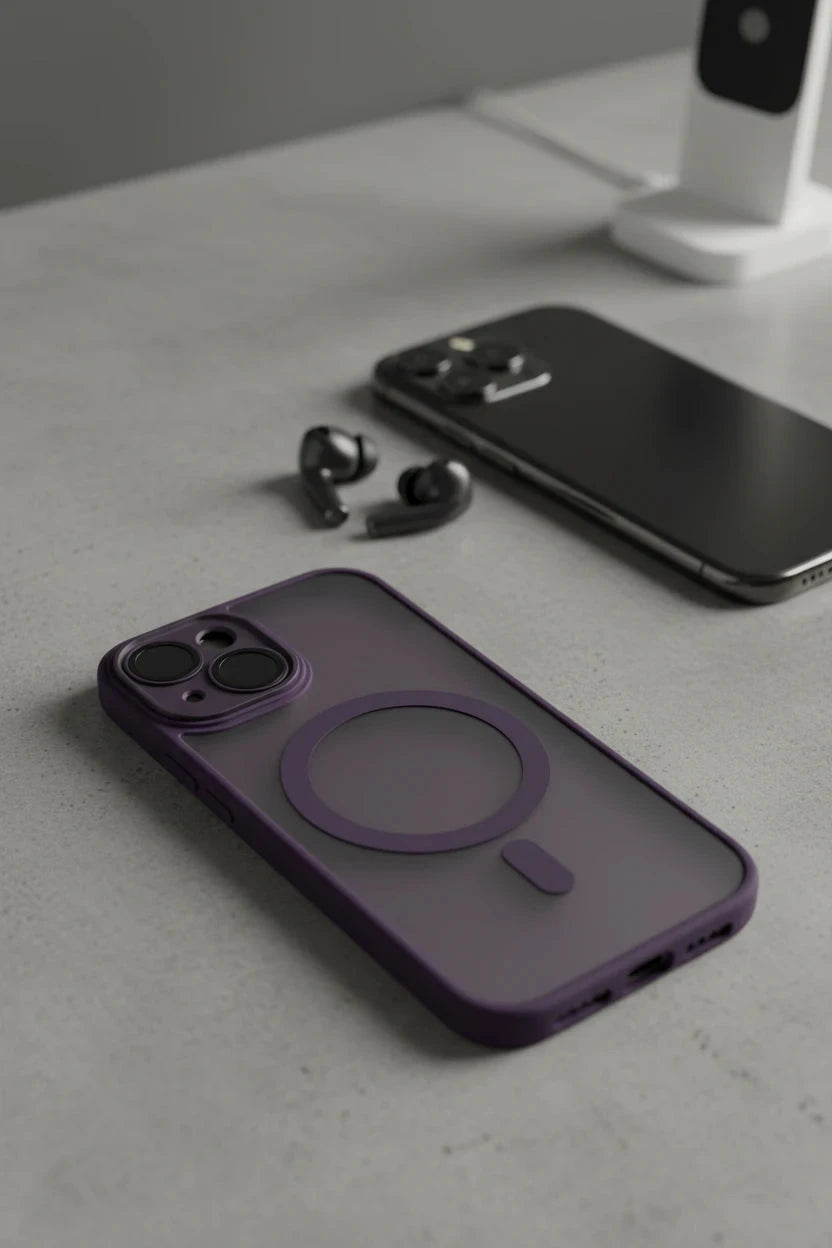 shockproof phone case For Phone Armor Magnetic Wireless Charging Case For iPhone Shockproof Lens Protection Cover Dark Purple Trust Media 365   iphone case  TRUST 365 Media