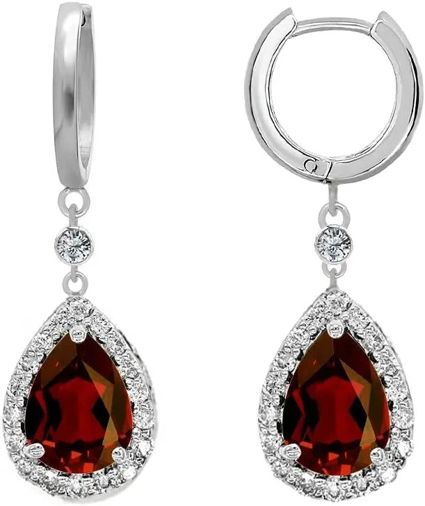 sterling silver earrings Pear Shape Drop Earrings Dangling On Huggie Hoop Trust Media 365   earring  TRUST 365 Media