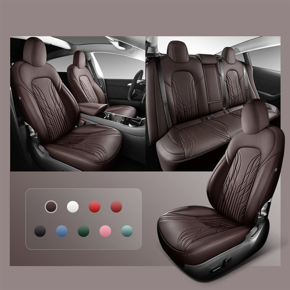 TESERY Nappa Leather Seat Covers for Model 3 Highland & Model Y Juniper Tesery Official Store  Model 3 (2017-2023.10) / Steady Brown