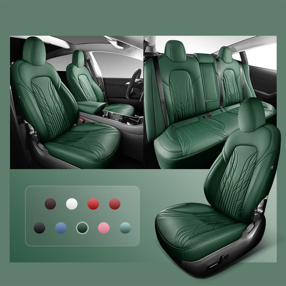 TESERY Nappa Leather Seat Covers for Model 3 Highland & Model Y Juniper Tesery Official Store  Model 3 (2017-2023.10) / Dark Green