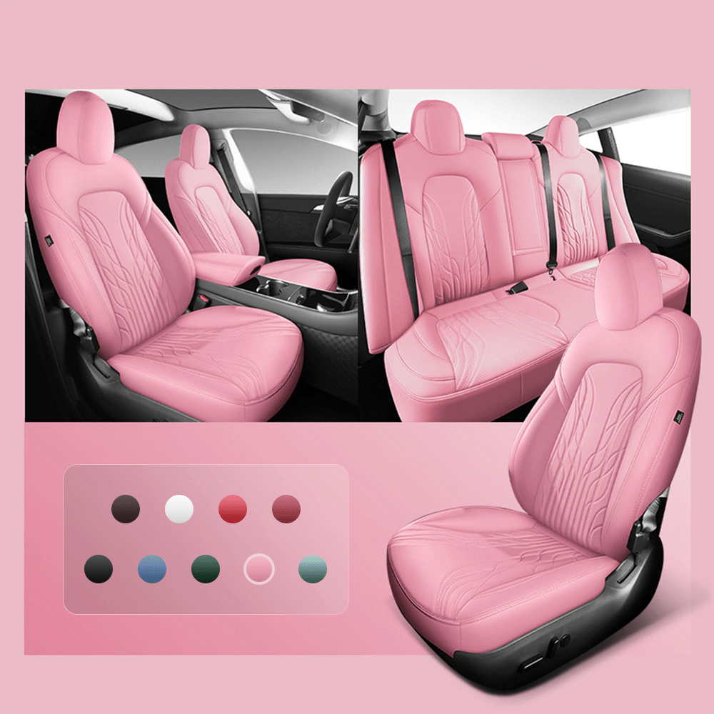 TESERY Nappa Leather Seat Covers for Model 3 Highland & Model Y Juniper Tesery Official Store  Model 3 (2017-2023.10) / Blush Pink