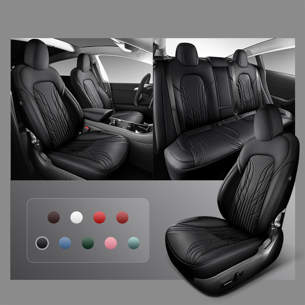 TESERY Nappa Leather Seat Covers for Model 3 Highland & Model Y Juniper Tesery Official Store  Model 3 (2017-2023.10) / Legendary Black