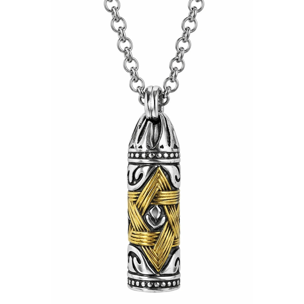Men's Star of David Cylinder Pendant Necklace
