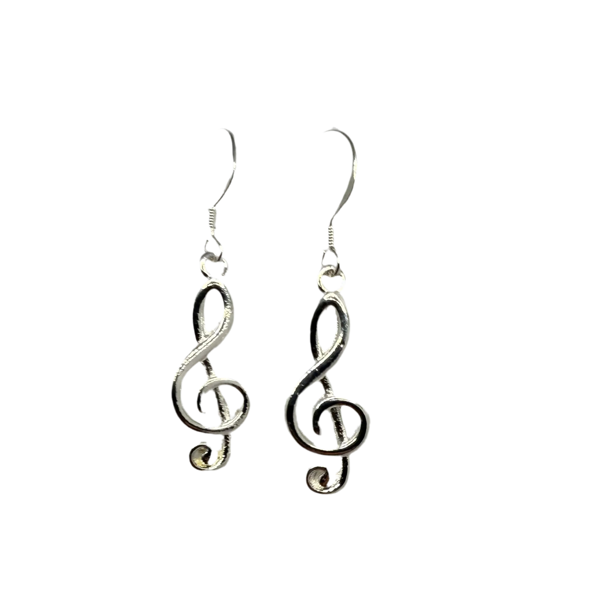 Silver-Tone Treble Clef Dangle Earrings