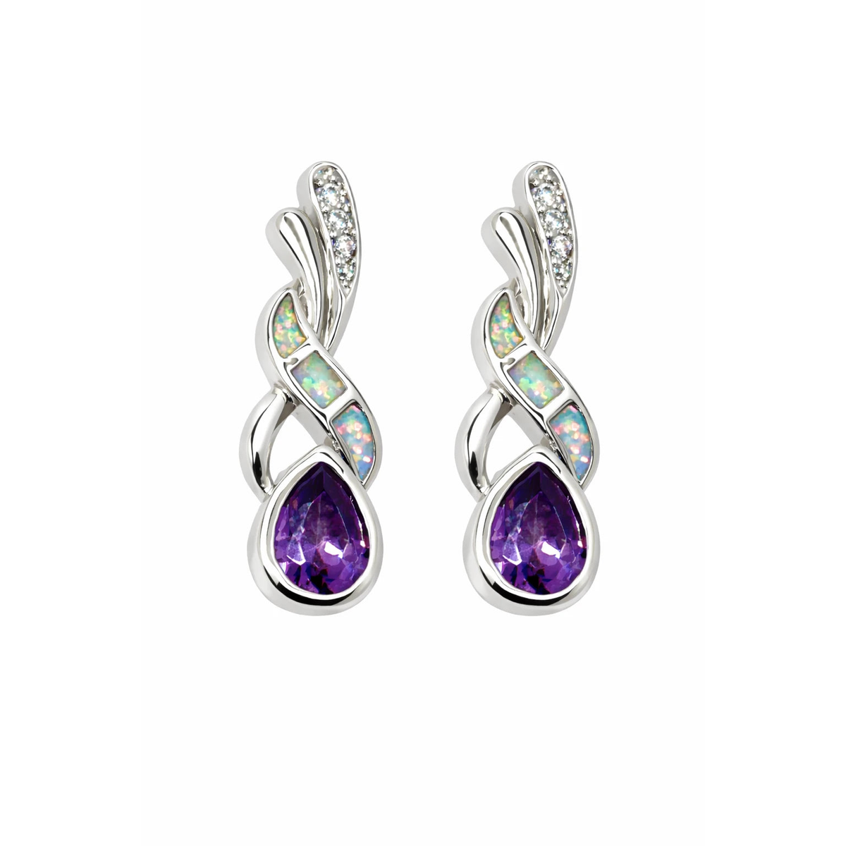 Purple & Blue Iridescent Rhinestone Stud Earrings