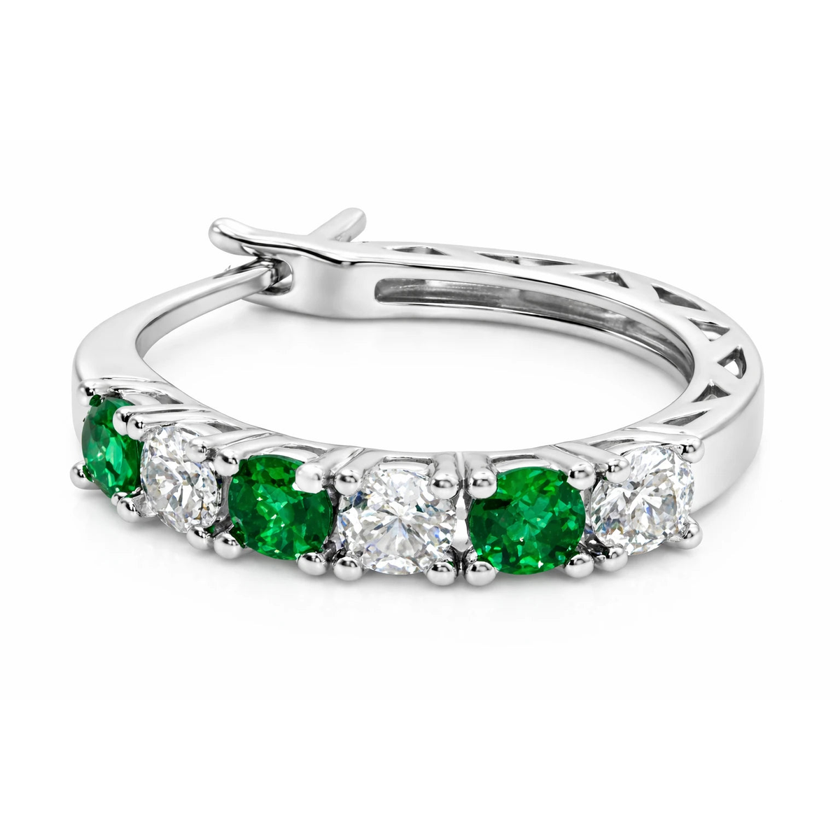 Green & Clear Rhinestone Hoop Earrings
