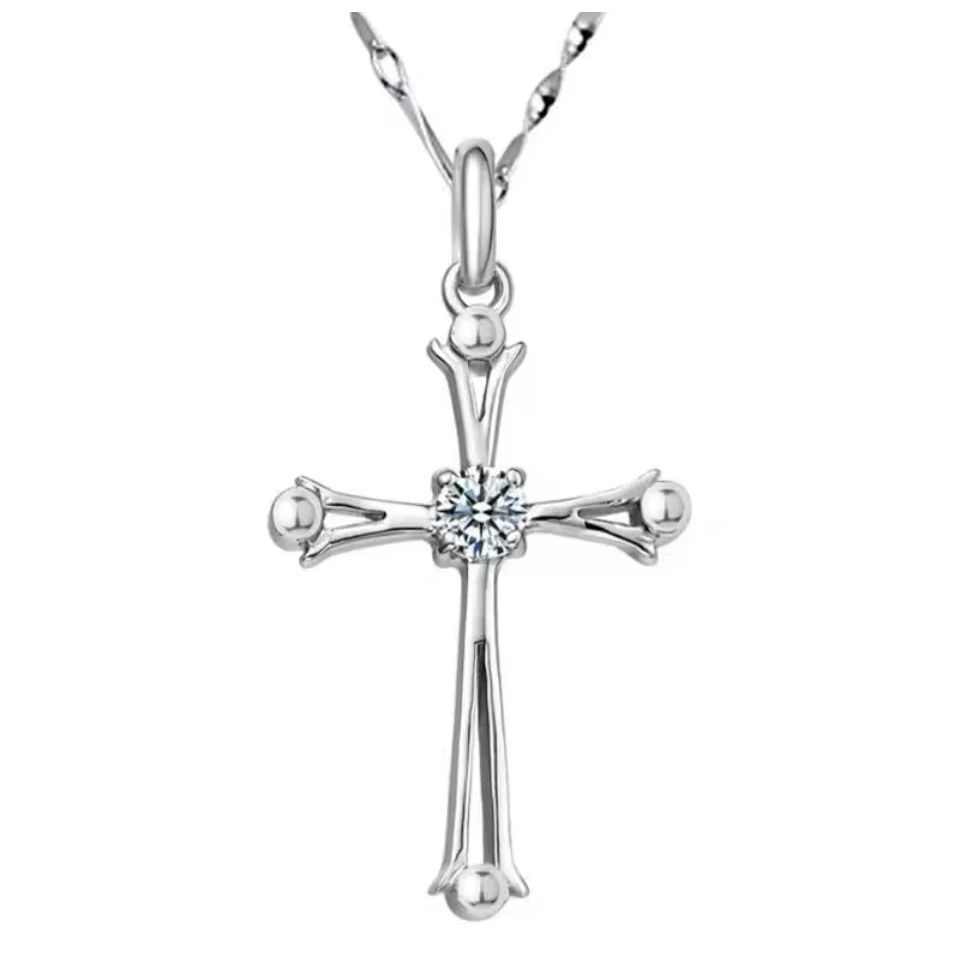 Silver-Tone Cross Pendant Necklace