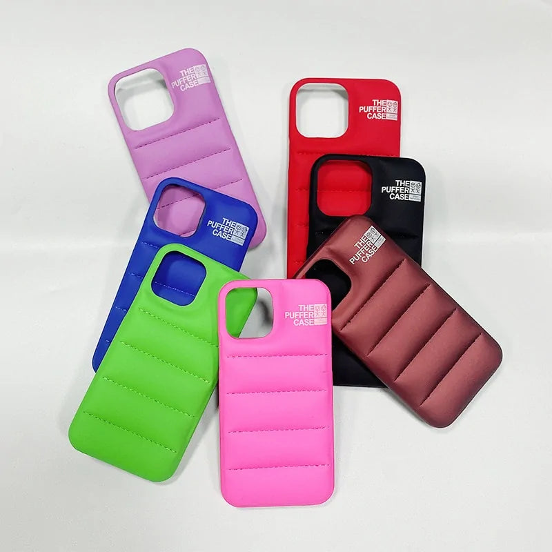 For Fashion Brand Down Jacket Phone Case For iPhone - Puffer case Pink Phone 12 Mini