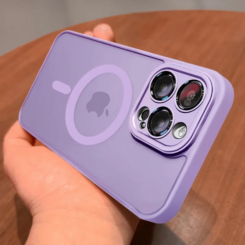 For Magsafe Matte Magnetic Wireless Charging Case For iPhone Shockproof Lens Protection Cover Light Purple