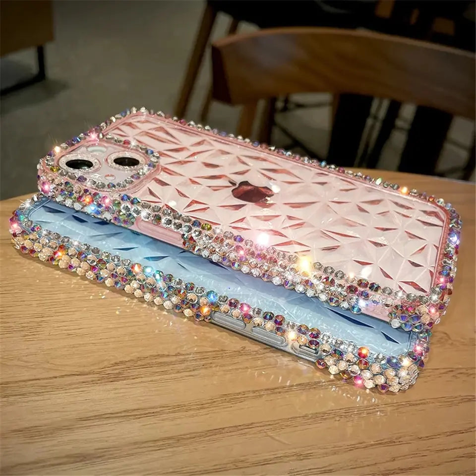 For Luxury Glitter Bling Diamond Silicone Soft Phone Case for iPhone Phone 12/12 Pro/12 Pro Max/13/13 Pro max/14/14 Pro/ 14 Pro max/15/15 Pro/15Plus/15 Pro Max  Transparent